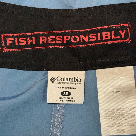 Columbia PGF Performance Fishing Gear Blue Board Shorts Size 36 - Picture 6 of 9